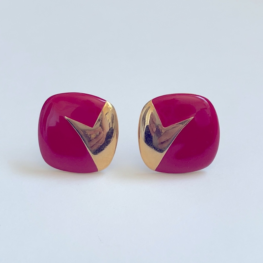 Red Gold Post Vintage Earrings